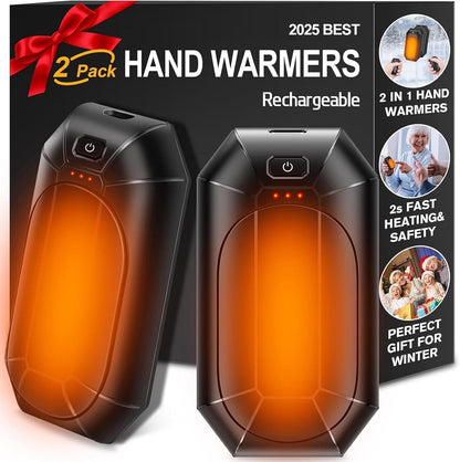 Hand Warmers Rechargeable 2 Pack, Reusable Electric Handwarmers Portable | AI Smart Safe Heat Long Lasting Pocket Heater, Warm Gifts for Men Women Outdoor Indoor Hiking Studying Hunting Golf Camping
