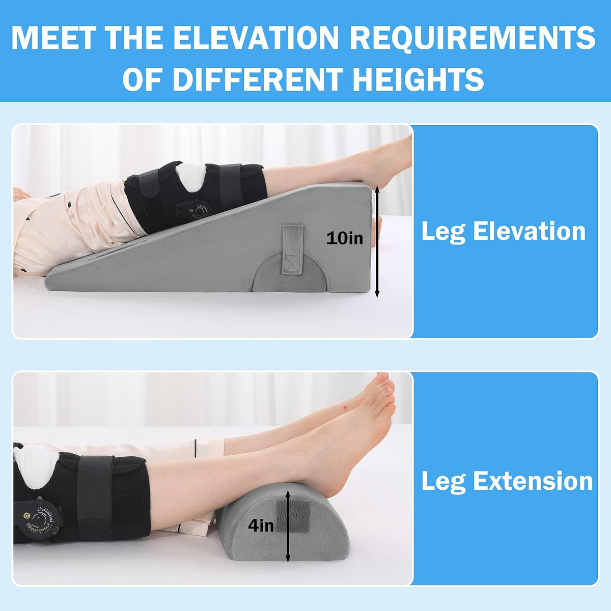 ROYALAY Knee Replacement Pillow, Leg Pillow for Knee Surgery Recovery with Different Height, Leg Surgery Recovery Equipment for Hip Foot Ankle, Double
