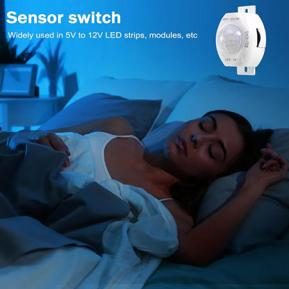 PIR Infrared Motion Sensor Detector DC5-24V Auto on Off Switch Home LED Light Body PIR Motion Sensor Lamp(White)