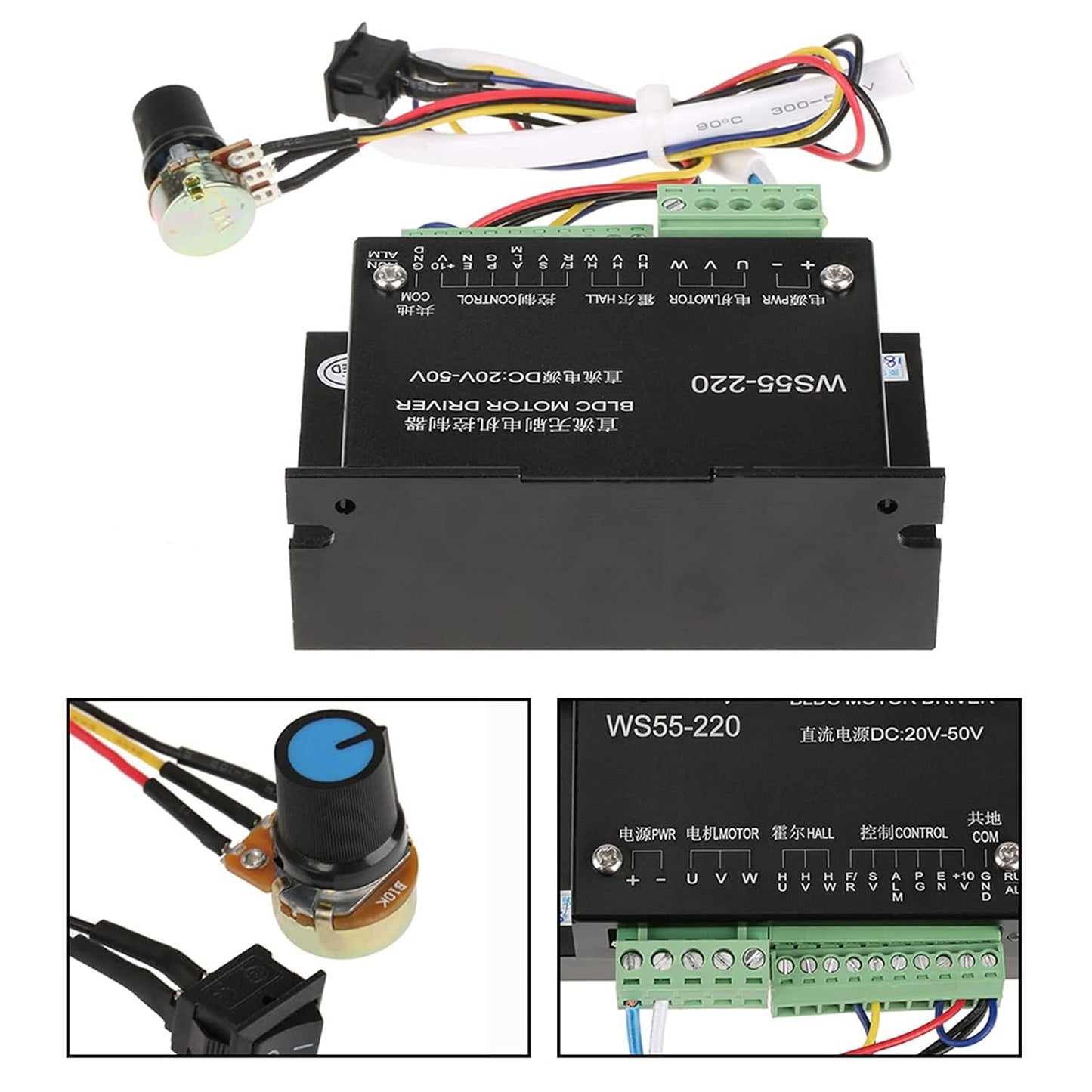 Motor Driver Controller,WS55-220 DC 48V 500W CNC Brushless Spindle BLDC Motor Driver Controller with Overvoltage , OverCurrent