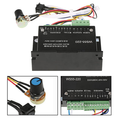 Motor Driver Controller,WS55-220 DC 48V 500W CNC Brushless Spindle BLDC Motor Driver Controller with Overvoltage , OverCurrent
