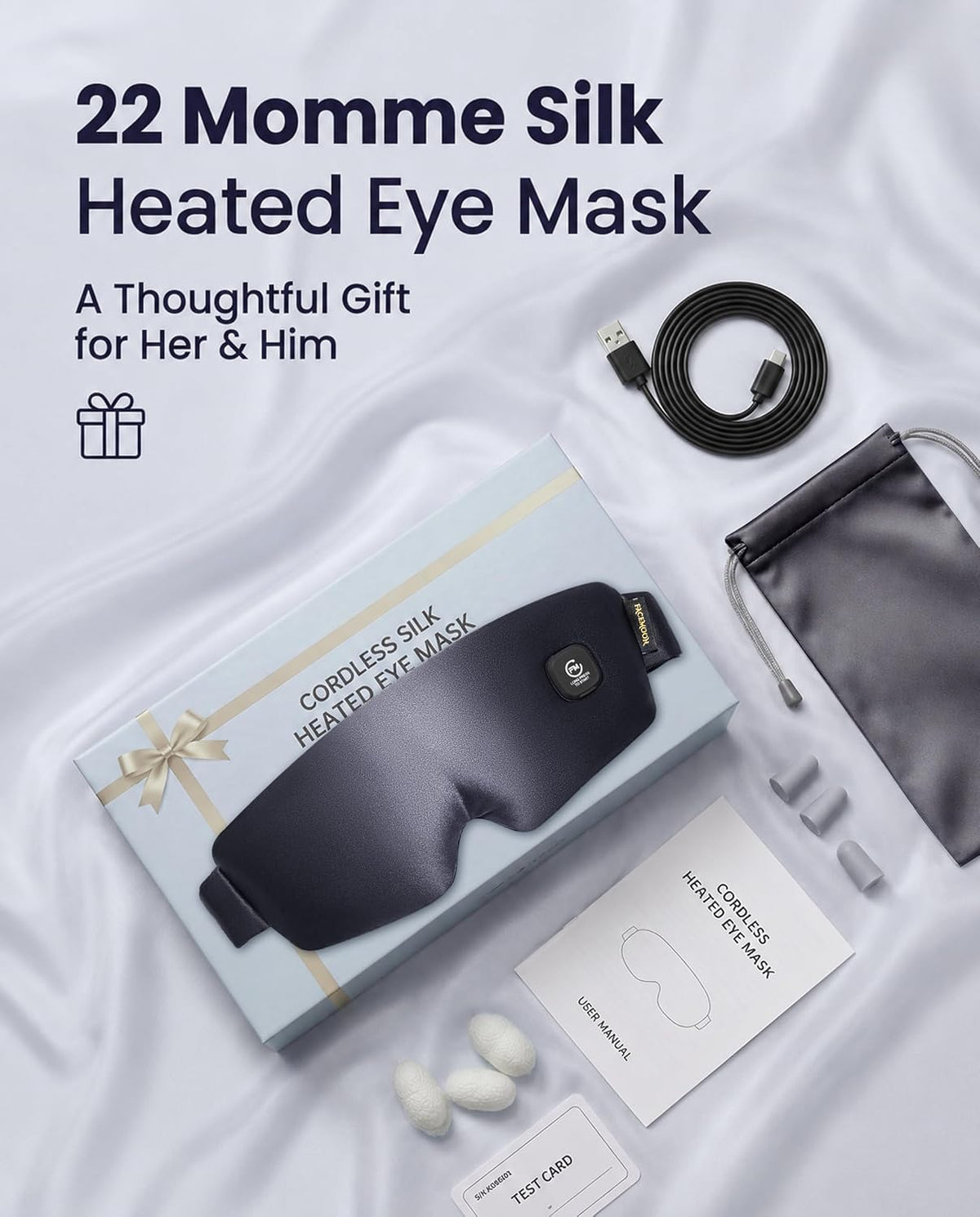 Heated Eye Mask for Dry Eyes Silk Cordless Warm Eye Compress Daily Eye Care