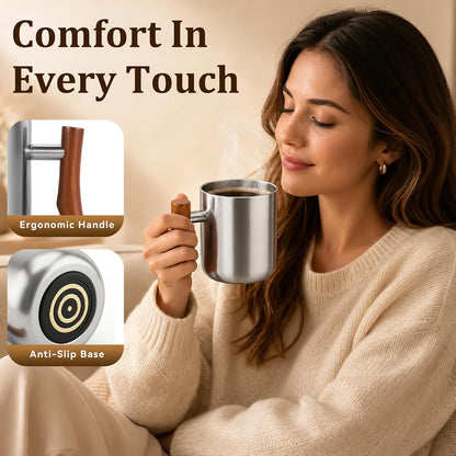 Smart Electric Heated Coffee Mug with Temperature Control, 5 Settings & Display, Auto Shut-Off, Fast Heating Warmer Set with Stainless Steel Coffee Mug (14oz-Black)