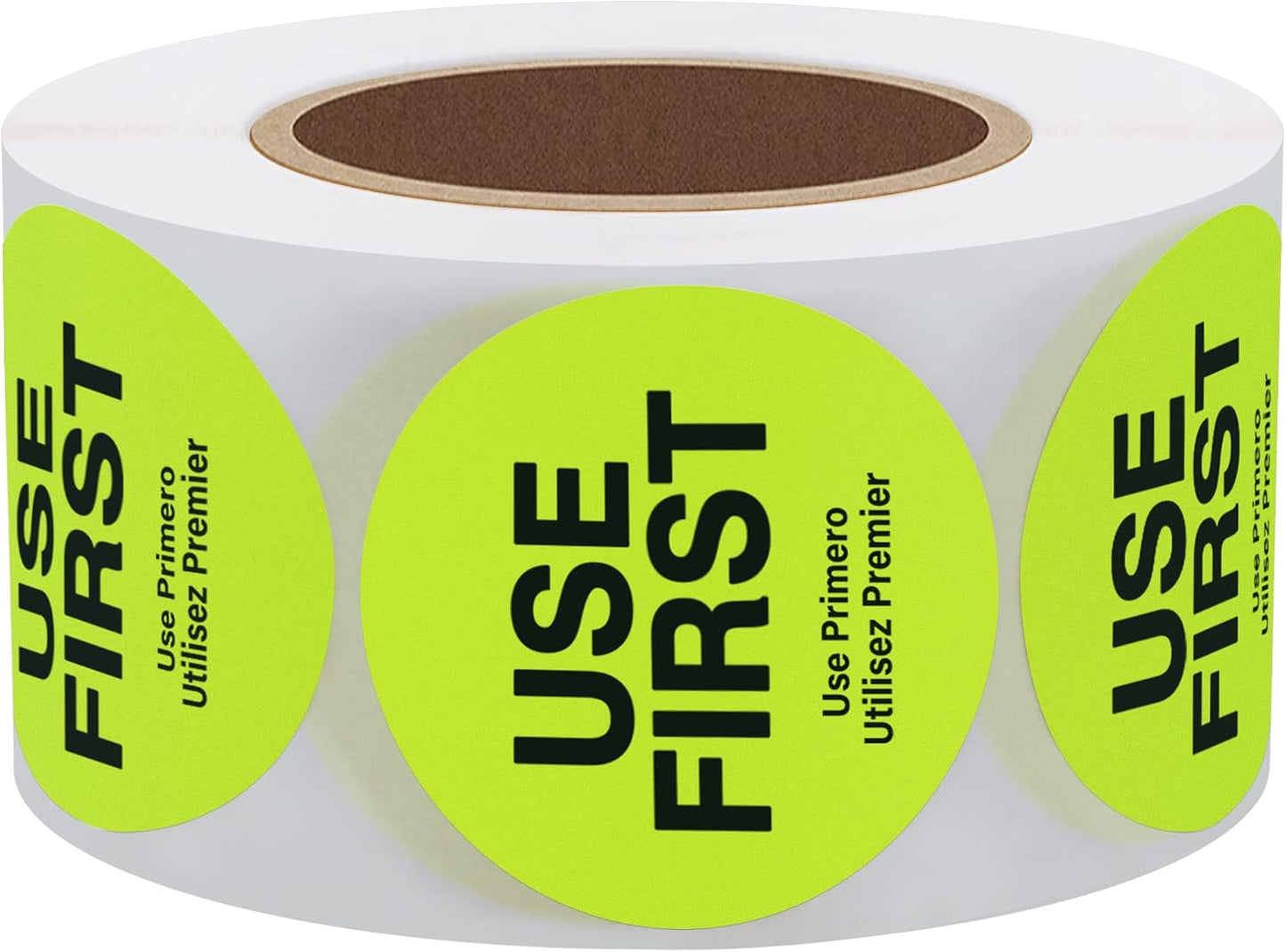 500 Pcs 1.5" Use First Stickers Small Stickers Circle Label Dot Labels Fluorescent Paper, Fluorescent Green