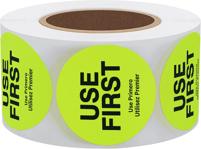 500 Pcs 1.5" Use First Stickers Small Stickers Circle Label Dot Labels Fluorescent Paper, Fluorescent Green