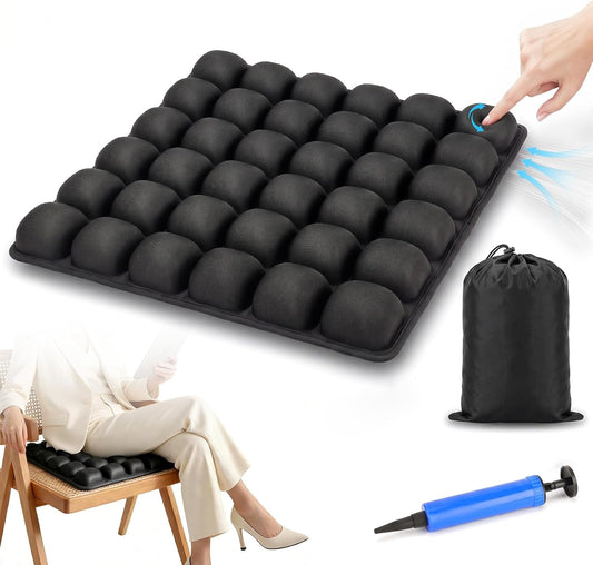 Travel Seat Cushion for Airplane, 3D Inflatable Cushion Non-Skid | Adjustable Air Cushion for Coccyx Tailbone Pain Relief, For Airplane, Car Seat, Office Chair, Wheelchair, Stadium Use
