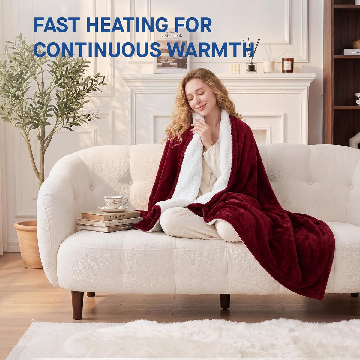 Sealy Electric Blanket Throw 50×60, Flannel to Sherpa, Charcoal