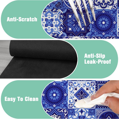 Kitchen Sink Splash Guard Faucet Mat 24" X 5.5" Tropical Leavesl Absorbent Fast Drying Mat Faucet Draining Mat Sink Splash Guard Behind Faucet Drip Catcher for Kitchen Bathroom
