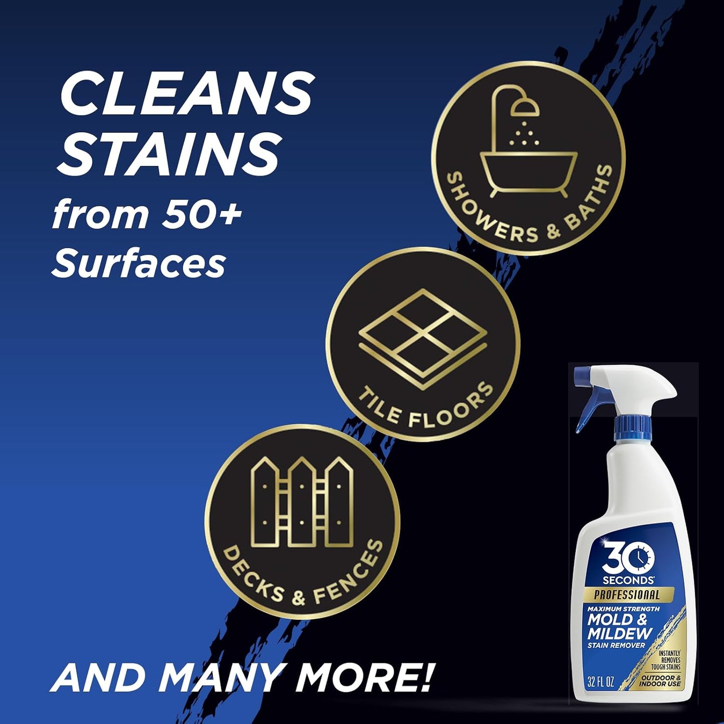 30 SECONDS Pro Mold & Mildew Stain Remover, Scrub-Free Formula, 32 Oz | Scrub-Free Formula, mold and mildew remover, mildew removal spray, mold killer, mold spray
