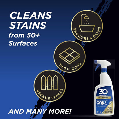 30 SECONDS Pro Mold & Mildew Stain Remover, Scrub-Free Formula, 32 Oz | Scrub-Free Formula, mold and mildew remover, mildew removal spray, mold killer, mold spray