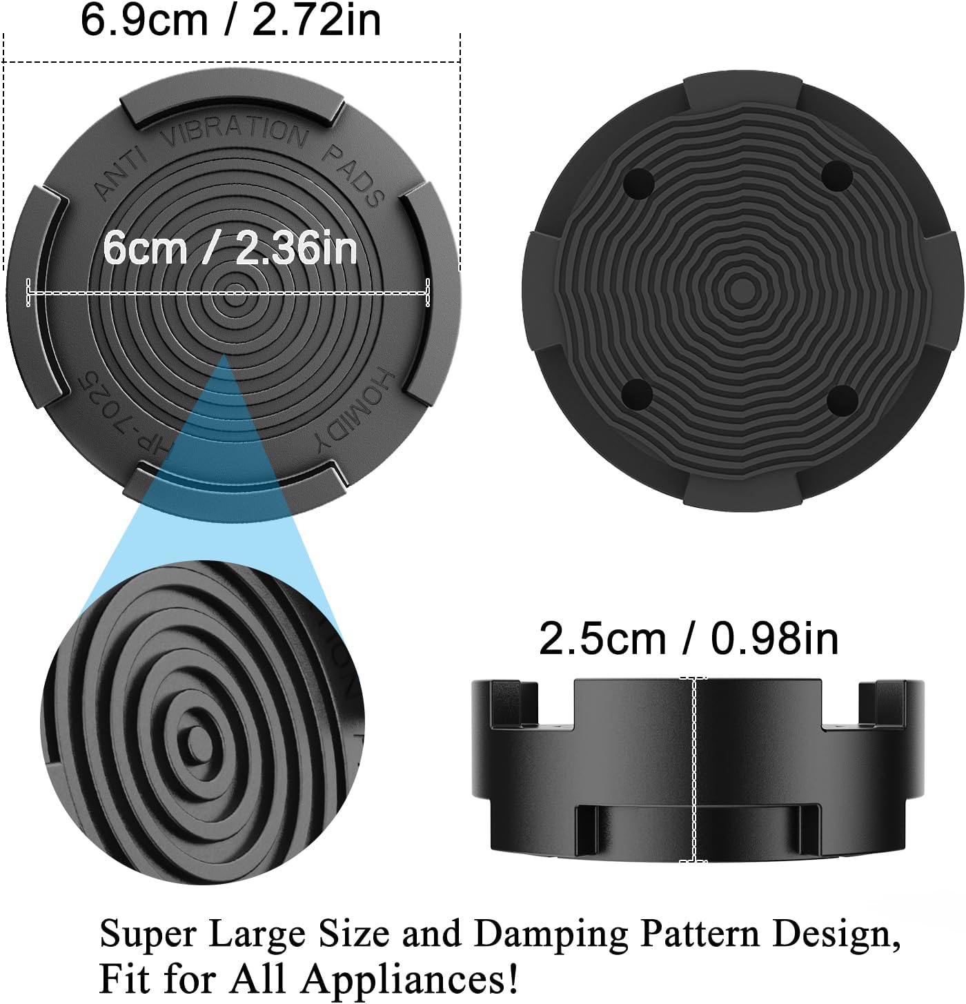 Anti Vibration Pads for Washing Machine,Universal Washer & Dryer Support Foot Pads Feet Stabilizer, Stops Moving Walking, Rubber Anti Slip Muffling Mat, Furnitures Feet Protectors (4 Pack)