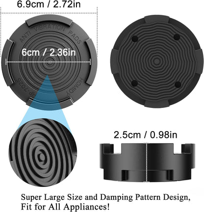 Anti Vibration Pads for Washing Machine,Universal Washer & Dryer Support Foot Pads Feet Stabilizer, Stops Moving Walking, Rubber Anti Slip Muffling Mat, Furnitures Feet Protectors (4 Pack)
