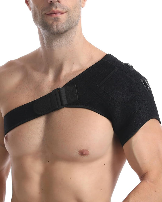 Shoulder Heating Pad - 3-Temperature USB Rechargeable, Adjustable Heat Wrap for Men & Women, Portable Cordless Shoulder Warmer (1 Pce Black-New)