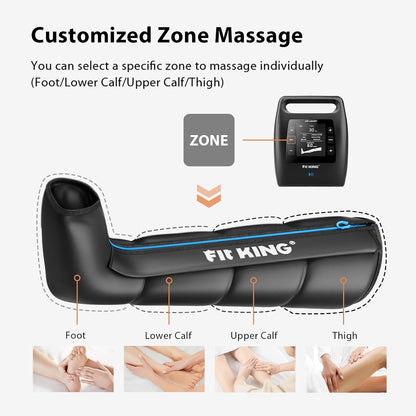 FIT KING Air Compression Recovery System, Cordless Full Leg Massager | Dynamic Pressure, Massage Zone Customizable, Fast Recovery for Athletes, FSA-HSA (Medium)