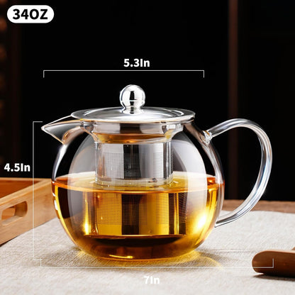 PARACITY Glass Teapot Stovetop 22 OZ/650ml, Tea pot with Removable 18/8 Stainless Steel Infuser, Borosilicate Clear Tea Kettle, Teapot Blooming and Loose Leaf Tea Maker Tea Brewer for Camping, Travel | Clear small tea kettle with infuser and tea pot with
