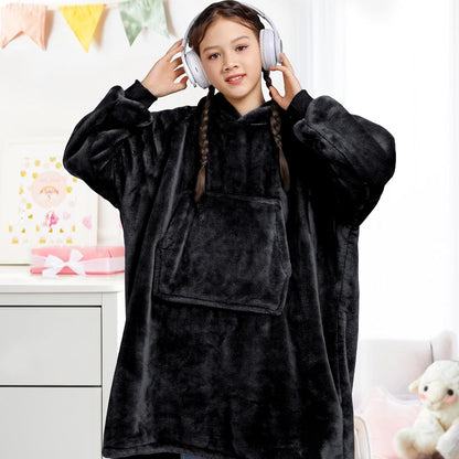 Waitu Wearable Blanket Sweatshirt Gifts for Women and Men, Warm and Cozy Giant Blanket Hoodie, Thick Flannel Blanket with Sleeves and Giant Pocket - Dark Gray