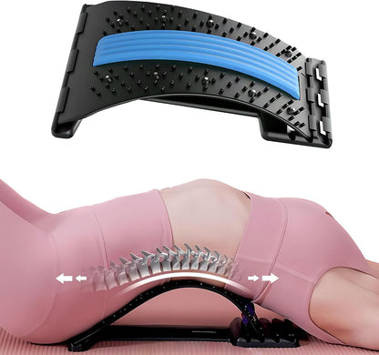 Back Stretcher,4 Level Lumbar Support Board, Spine Alignment Massager for Herniated Disc,Sciatica, Scoliosis,Upper & Lower Back Pain Relief (Blue)