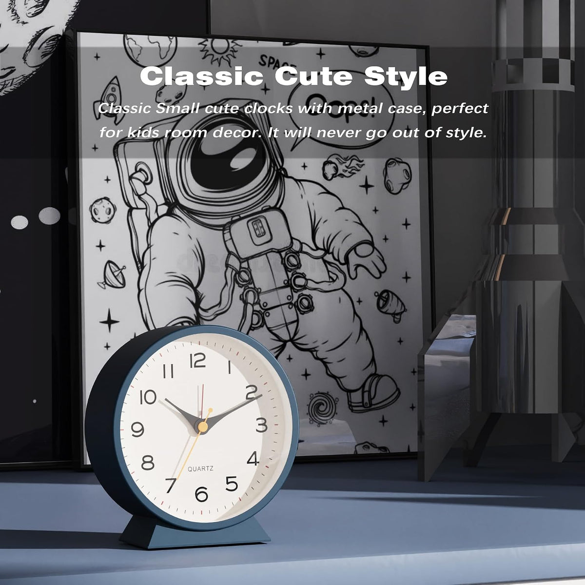AYRELY® 4.5" Analog Alarm Clock, Small Retro Desk Clock and Table Clock