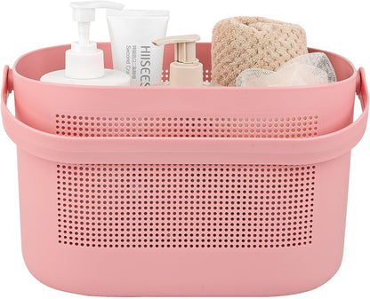 Plastic Portable Shower Caddy Basket, Storage Organizer with Handle, Yellow | Bottom Drain Holes, Keep Dry, Sturdy and Durable, Easy to Carry for Bathroom, Kitchen, Dorm Room, RV, College