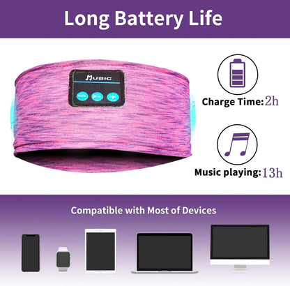 Bluetooth Headphones, Sleep Headphones Headband Wireless for Sleeping Side Sleepers - Adjustable Sleep Headphone, and Bluetooth Headbands for Women (Pink)