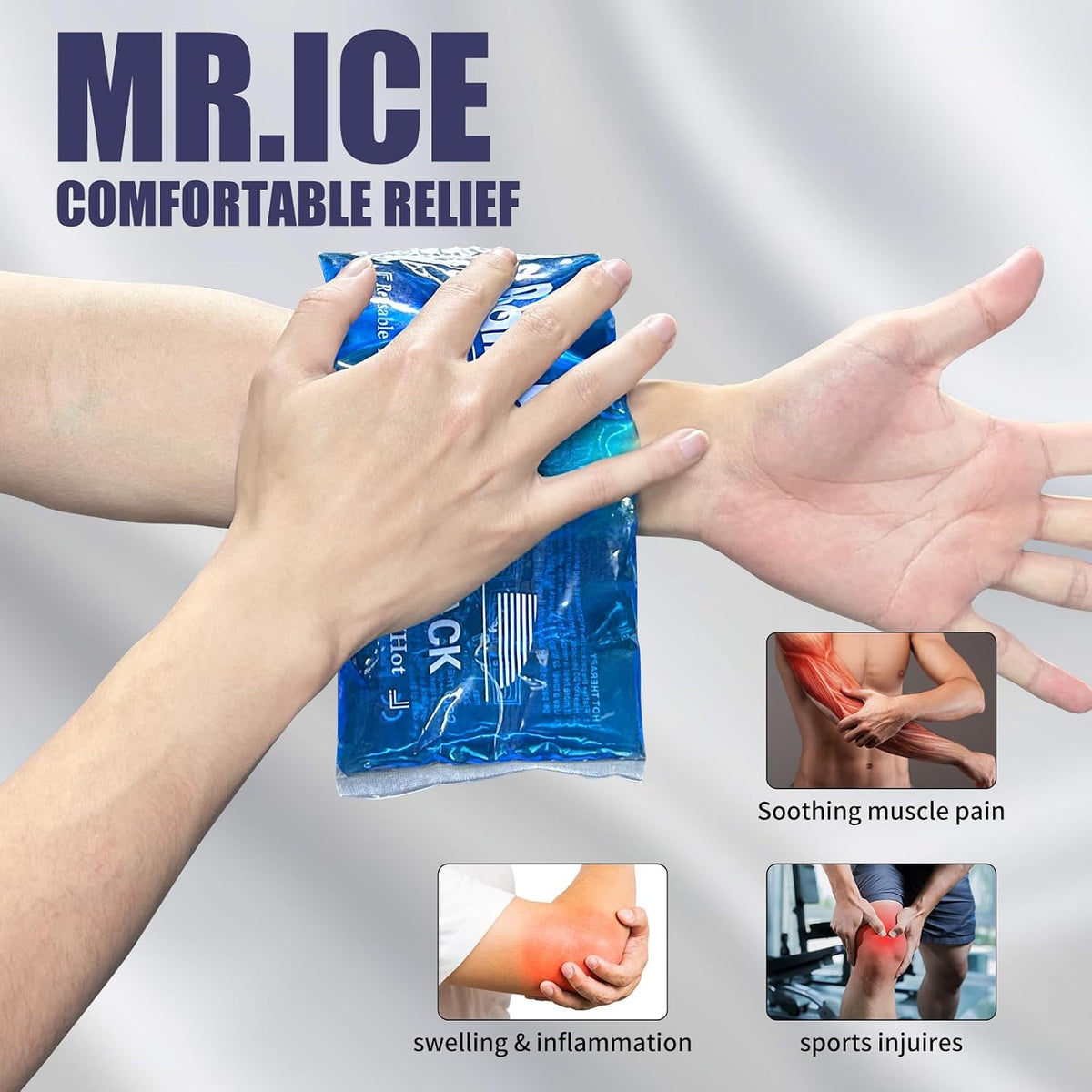 Ice Packs for Injuries Reusable Gel - Hot Cold Gel Ice Pack for Injury, Pain Relief, Rehabilitation - Flexible Ice Packs for Knee, Shoulder, Back, Neck, Wrist - 4.7" x 12.2"