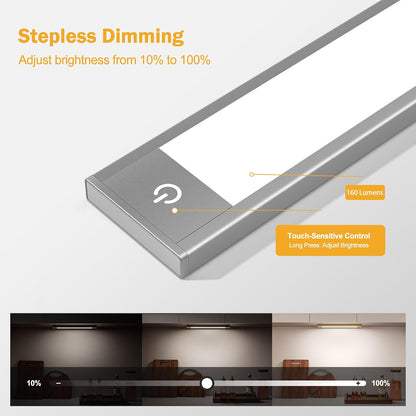 V4light Motion Sensor Cabinet Light, Rechargeable, Dimmable, 2Pcs, 9in | Gold aluminum, magnetic wireless, 1800mAh, 3 color temps & dimmable, ideal for kitchen cabinets, shelves & closets
