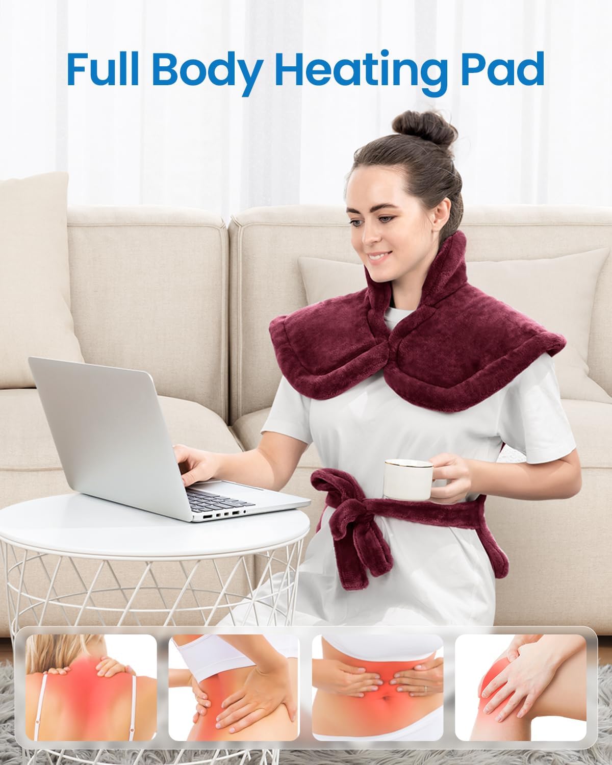 RENPHO Electric Heating Pad - 6 Heat Levels for Neck Shoulder and Back, Birthday Gifts for Women Men Mom Dad, Weighted Pad for Snug Fit, ETL Safety Certified, FSA Eligible, 24"x33" Gray