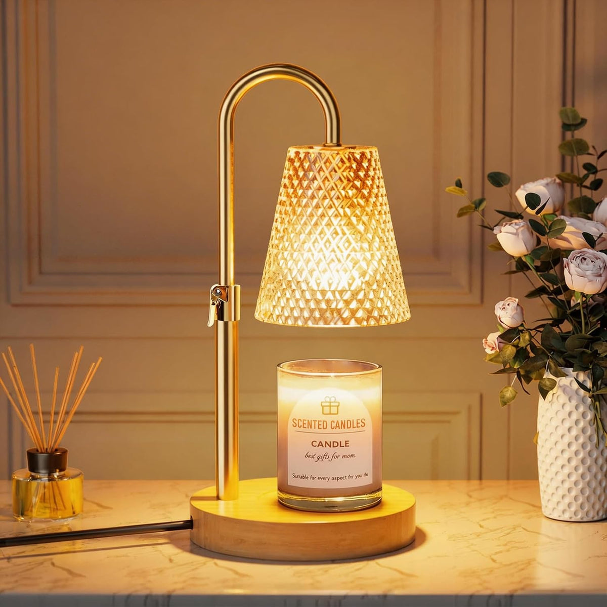 hyrion Candle Warmer Lamp with Timer, Gifts Adjustable Height Candle Lamp