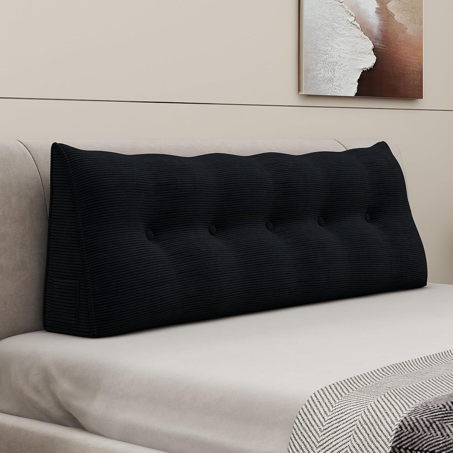 Headboard Wedge Pillows for Sitting Up in Bed Rest Adult，Triangular Upholstered Stuffed Reading Pillow for Sofa Couch Back Cushions Lumbar Body Support Dorm Bedroom（King，Corduroy Gray）