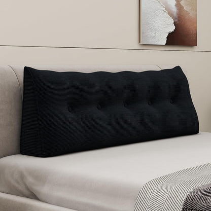 Headboard Wedge Pillows for Sitting Up in Bed Rest Adult，Triangular Upholstered Stuffed Reading Pillow for Sofa Couch Back Cushions Lumbar Body Support Dorm Bedroom（King，Corduroy Gray）