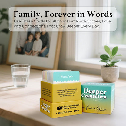 160 Conversation Cards, Family Edition, Meaningful Talk for Family Dinners