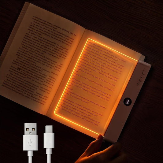 Amber Book Light, Rechargeable Blue Light Blocking LED Flat Reading Light