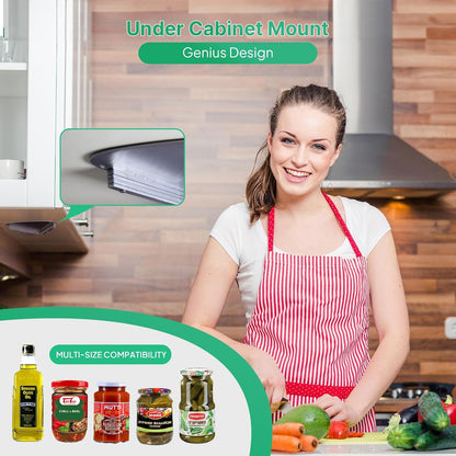 Upgraded Stainless Steel Under Cabinet Jar Opener for Seniors, Under Cabinet Jar Openers for Weak Hands, Jar Lid & Bottle Cap Opener Tool, Under Counter Can Opener, One Handed Jar opener