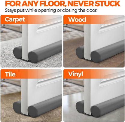 Holikme Door Draft Stopper Weather Stripping Adjustable Door Sweeps, Black | Draft Stopper for Bottom of Door Gap Filler, Windproof Seal, Easy Install, Block Noise, Cold Air, Light, Dust & Drafts