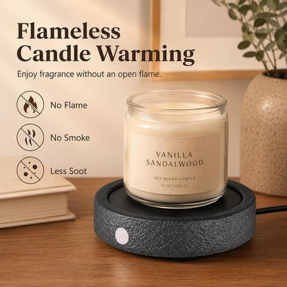 MOCOSA Candle Warmer Plate,Coffee Mug Warmer for Desk, Electric Candle Warmer for Home Office, Fragrance and Heating Cup Warmers for Tea and Milk, Hot Chocolate as Gifts for Women Mom（Black-No Cup）