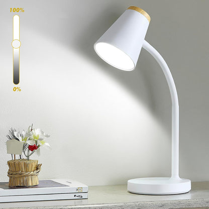 EJIAXIN Clip on Desk Lamp for Home Office - Small LED Touch Dimmable Reading Light for College Dorm Room - Adjustable Flexible Gooseneck Clamp Light Table Lamp for Bedside Bedroom Bed Headboard White
