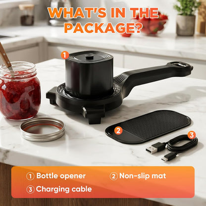 Stillstorm Electric Jar Opener, Bottle Opener whith Automatic locking | Jar opener with Gripper Pad, Multifunctional for Seniors &Weak Hands & Kids, Gift for Mother