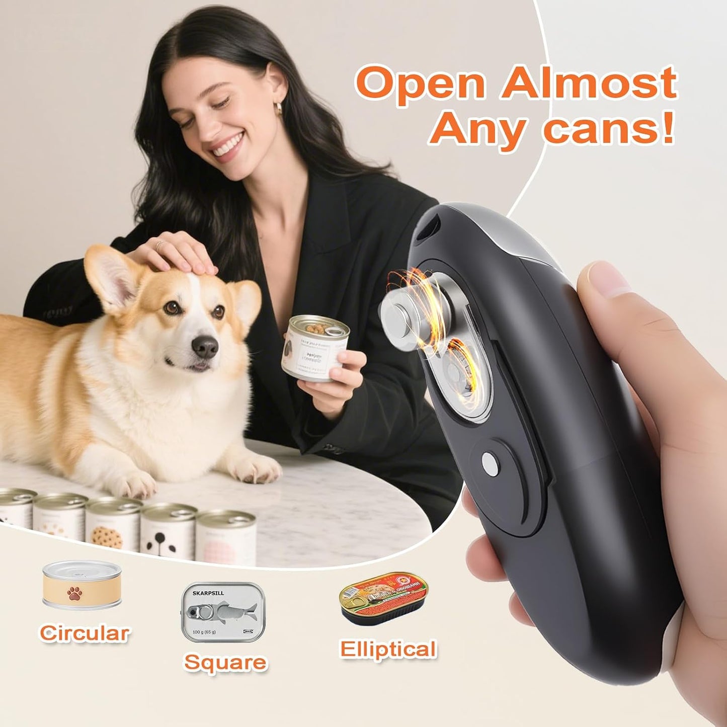 NOTUSIUY Rechargeable Auto Electric Can Opener, Hands-Free Smooth Edge, One-Touch Safe Opener for Seniors, Ideal Kitchen Gift