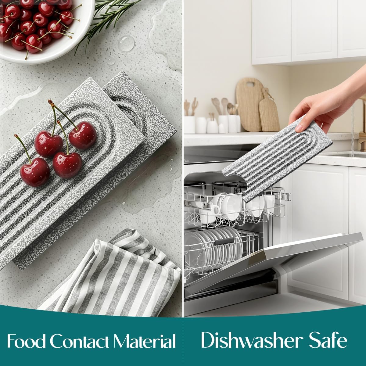Stone Faucet Mat for Kitchen Sink – Diatomite Drying Stone Mat & Sink Protector, Prevents Moisture – Sink Splash Guard Water-Absorbing Stone Tray for Bathroom Counter (Light Grey, 20" x 3.9")