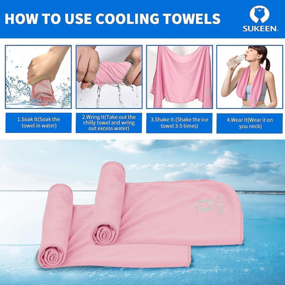 Sukeen Cooling Towels 6 Pack (40"x12"), Cooling Neck Wraps, Ice Towels, Microfiber Breathable Cooling Towel for Hot Weather, Sweat Towel for Gym, Sport, Running, Golf, Workout, Camping, Fitness