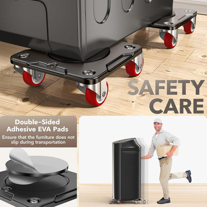Heavy Duty Furniture Movers with 8 Wheels | Dual-Wheel Design Carbon Steel Panel Furniture Dolly Set with Lifter,360°Rotating Casters for Easy Moving,Max Load 3306 LBS