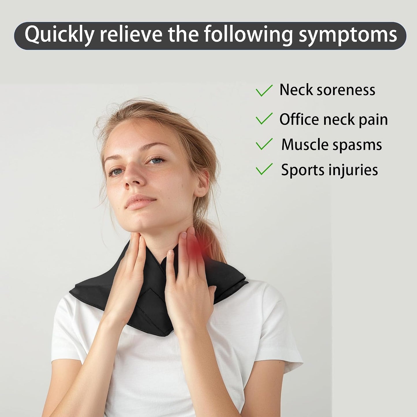 Reusable Neck Ice Pack Wrap - Hot Cold Therapy Gel Pack for Neck Shoulder Pain Relief, Adjustable Velcro Strap, Soft Lycra Fabric, Flexible Cervical Cold Compress for Injuries Recovery