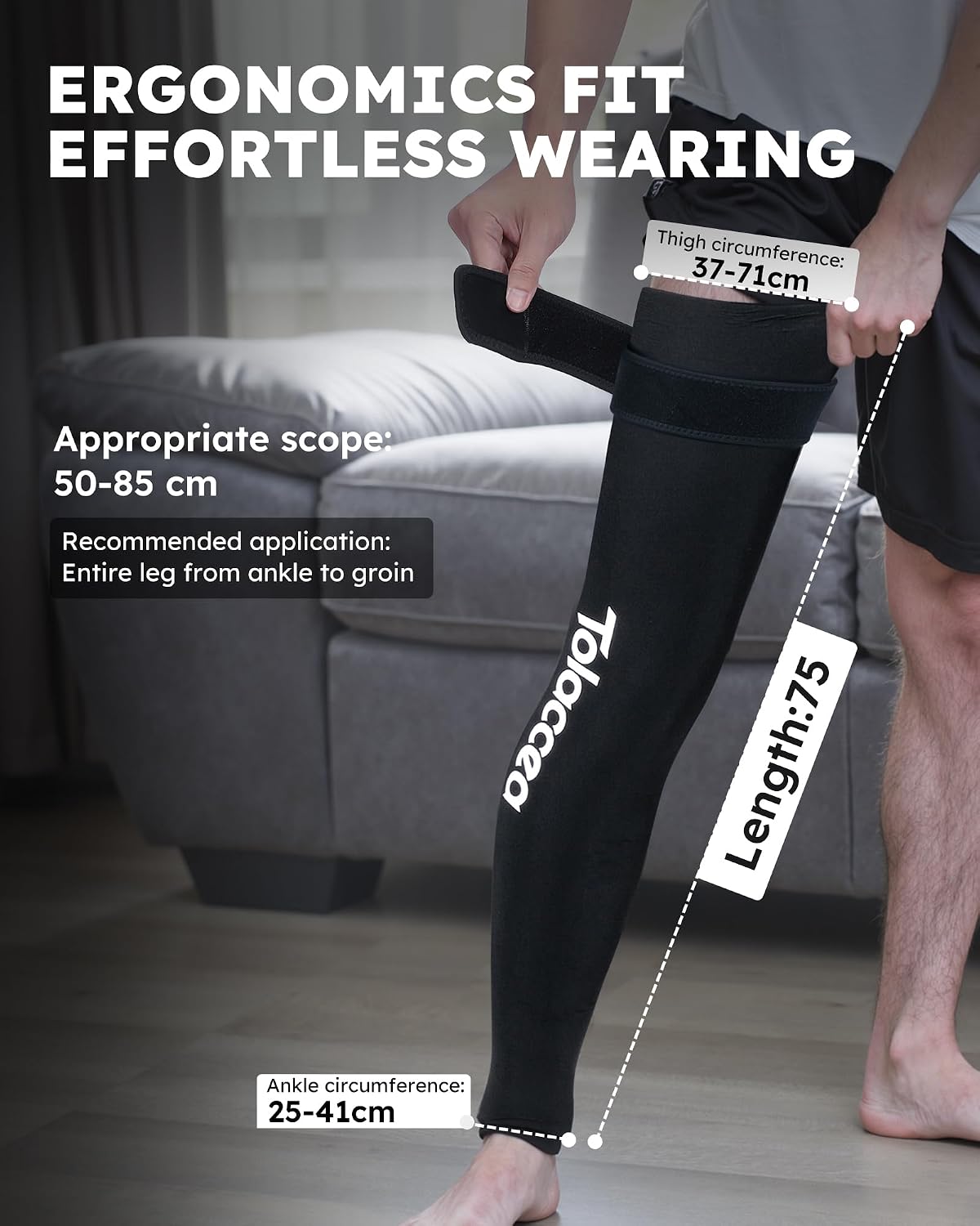 Full Leg Ice Pack Wrap with 360° Coverage with Strap for Muscle Recovery After Exercise, Ice Pack Wrap Around Entire Leg for Pain Relief, Foot Calf and Thigh Legs Shins Hamstrings (universal)