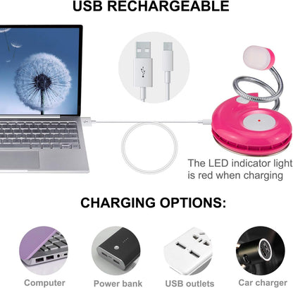 LUXSWAY Rechargeable Reading Light for Kids, LED Book Light with Magnetic Clip and Flexible Gooseneck, Cute Amber Bookmark Light - Violet