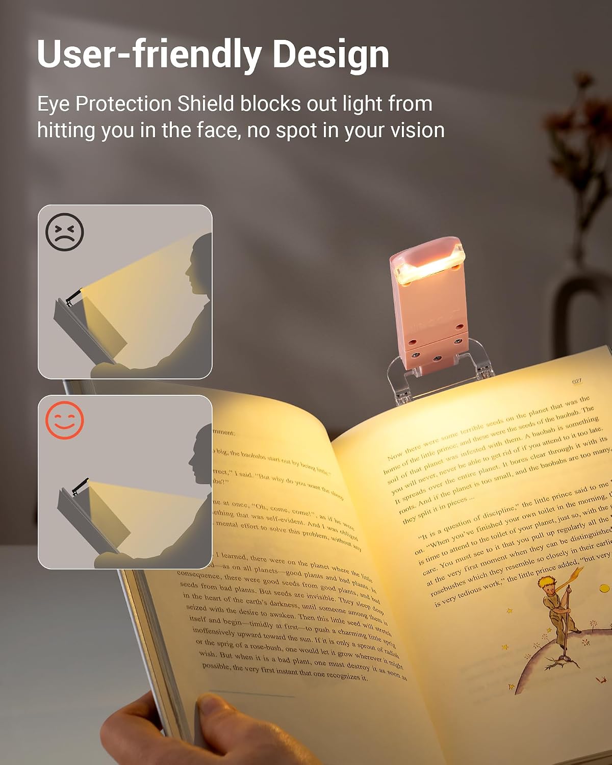 DEWENWILS USB Rechargeable Book Reading Light, 3000K Warm White, Brightness Adjustable Clip on LED Bookmark Lamp at Night in Bed, Portable Booklight for Bookworms, Kids