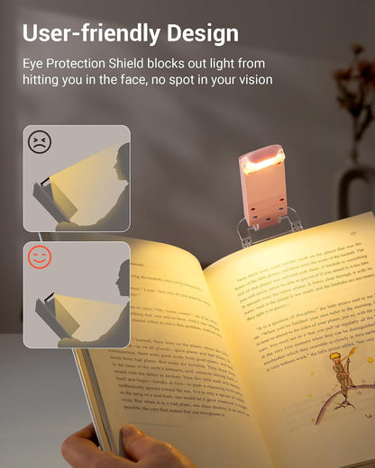 DEWENWILS USB Rechargeable Book Reading Light, 3000K Warm White, Brightness Adjustable Clip on LED Bookmark Lamp at Night in Bed, Portable Booklight for Bookworms, Kids