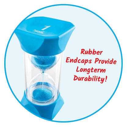 hand2mind Orange Jumbo Sand Timers, 5 Minute Sand Timer, Hourglass Sand Timer with Soft Rubber End Caps Offers Quiet Pausing, Classroom Sand Timers for Kids, Teeth Brushing and Game Timer (Set of 1)