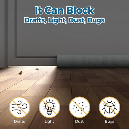 Augblinds 2X Double-Sided Door Draft Stopper, Adjustable 36 in, Gray | Soft Plush Cover and Dual Foam Tubes, Fits 30-36 Inch Doors, Helps Reduce Drafts, Light and Noise, Machine Washable