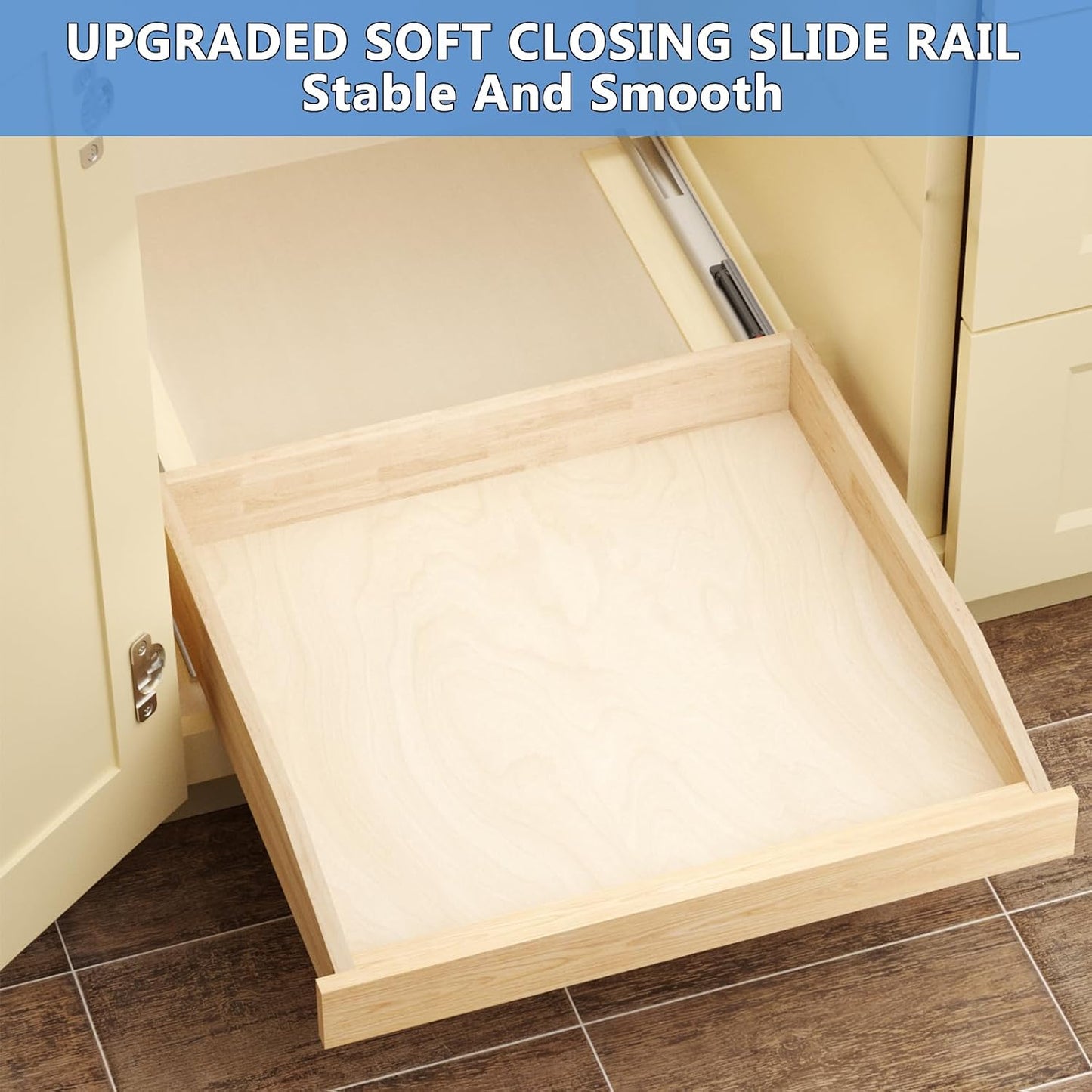 LOVMOR Single Pull Out Cabinet Organizer 28½”W x 21”D, Soft Close Slide Out Drawer Storage Shelves for Kitchen, Wood Cabinet Shelf Pull-Out Organizer Storage for Base Cabinets