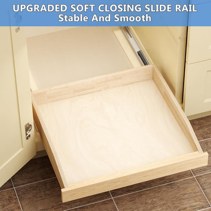 LOVMOR Single Pull Out Cabinet Organizer 28½”W x 21”D, Soft Close Slide Out Drawer Storage Shelves for Kitchen, Wood Cabinet Shelf Pull-Out Organizer Storage for Base Cabinets